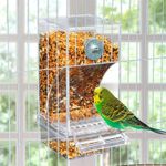 Auto Bird Feeder Cup Bowl Cage No Mess Automatic Feeding Canary Parrot Cockatiel