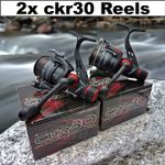 2x CKR30 Carp Fishing Spinning Reels Coarse Match Float Feeder With 8lb Line