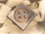 Kigu silver & gold tone birds vintage Powder Compact: Makeup Mirror-1m