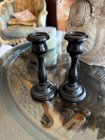 Georgian Ebonised Treen 5 Candlesticks C.1820