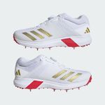 2025 adidas Adipower Vector 2.0 Mid Cricket Shoes White/Gold/Red - Free P&P