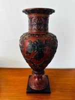 Vintage Terracotta Cinnabar Style Vase Woman & Cherub Decoration Home Decor