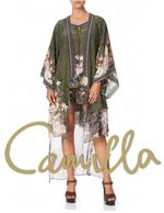 CAMILLA watchful wings silk  kimono robe with long overlay SIZE LXL