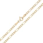 9ct Yellow Gold FIGARO Curb Chain Necklace 16 18 20 22 24 inch 2.5mm Width