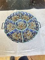 Vintage Armenian Jerusalem Ceramic Lazy Susan Set - Ohannessian Style