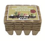 Pack of 6 x 12 Cell Biodegradable Seed Starter Trays Pots + 6 Bamboo Markers
