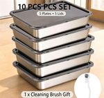 5/10pcs Stainless Steel Food Storage Containers Airtight Leak-Proof Meal Prep
