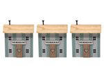 Wooden Beach Hut Free Standing Ornament with Striped Design 11cm - Set of 3