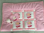 Baby Cot Quilt / Play Mat / Blanket /Crib or Cot Throw plus Bib and Rattle