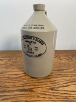 ANTIQUE LARGE FULLWOOD & BLANDS ANNATTO RENNET STONEWARE FLAGON
