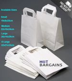 White Paper Bags with Handles Gift Takeaway and Shopping SOS Sizes S M L and XL