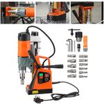 Portable Magnetic Drill Press 1450W 850 rpm 12500N Mag Drill 50mm Depth+11 Bits