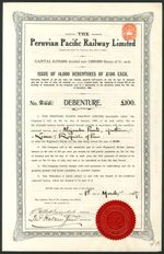 Peru: Peruvian Pacific Railway Ltd., £100 debenture, 1907