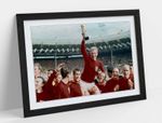 ENGLAND WORLD CUP 1966 -FRAMED STREET ART POSTER PICTURE PRINT- BLUE