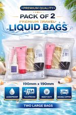 2 x Clear AIRPORT SECURITY LIQUID BAGS Plastic Seal HOLIDAY Travel HAND LUGGAGE