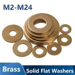 M2 M2.5 M3 M4 M5 M6 M8 M10 M12 - M24 Form A Brass Washers Flat Solid DIN 125