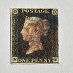 GB QV SG2, 1d black PLATE 1a Red Maltese cross (N-G) 4 margins fine used qv026