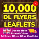 10000 DL Flyers Leaflet Printed Full Colour Premium 130gsm Double Sided Printing