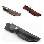 Genuine Leather Straight Knife Sheath Pouch with Belt Clip Retro Dark Brown Chic