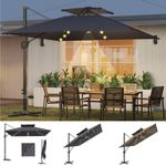 Garden Cantilever Parasol with LED Lights Crank Tilt Aluminium Pole UV50+