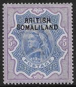 1903 BRITISH SOMALILAND OVERPRINT ON QV INDIA 5r HINGED MINT STAMP SG13