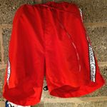 Calvin Klein Men's Red Swim Shorts Size L Logo Mesh Lined Elastic Drawstring