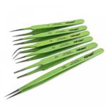 Tweezers 6pc Stainless Steel Epoxy Coated Sizes 5 3C 7A 00 2A and SS Jewellers