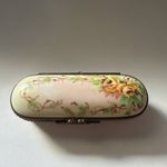 Limoges France Hinged Trinket Box 3" Floral Flower Rochard Collection