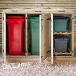1 2 3 4 WHEELIE BIN + RECYCLING BOX STORAGE WOODEN GARDEN WASTE BINS STORE