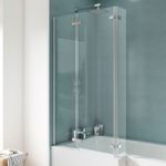 Nuie Ella Bath Screen with Hinged End Panel 5mm Glass Modern Bathroom Shower