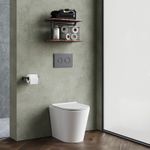 Nuie Round Rimless Back to Wall Toilet Pan & Soft Close Sandwich Seat Bathroom