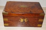 Antique Victorian Burr Walnut Writing Slope / Campaign Travel Desk