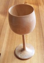 Treen Stemmed Wooden Wine Goblet  17.5 x 7.5 cms, Chestnut, 1998 Hand Turned