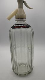 Vintage Schweppes Soda Water Syphon Bottle. Etched