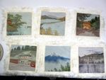 6 Vintage Japanese Silk Handmade Embroidery Picture Doylies With Tassles Scenic