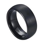 Plain 8mm Men Women Unisex Matt Black Tungsten Carbide Wedding Ring
