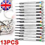 13PCS Metal 0.6mm-2.0mm Slotted Cross Screwdriver Set Watchmaker Repair Tool UK