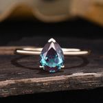 2.84 Ct Pear Cut Alexandrite Diamond Ring Wdding Ring 14K Soild Yellow Gold