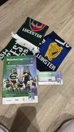 2009 LEICESTER TIGERS v LEINSTER programme, scarf & ticket Heineken Cup Final