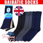 Mens Non Elastic Diabetic Socks Loose Soft Grip Top Adults UK 6-8,8-11 Odor Free