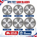 3pc TCT Circular Saw Blade Set Carbide Tipped Wood Cutting Discs for Power Saws