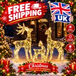 3-Piece Lighted Iridescent Reindeer Family Set, 2.4FT, 110 LED Lights uk