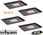 4 x Wham Essentials Baking Tray for Oven Non-Stick Bakeware Dishwasher Safe 32cm