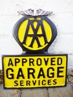 AA cast sign AA sign Automobile Association sign garage sign breakdown VAC002