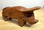 Hand Carved Wooden Pig Figurine Rustic Farmhouse Décor Free Standing 4” Oiled