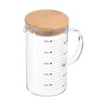 500ml Glass Measuring Cup 3.3 Borosilicate Glass Black Printed with Wood Lid