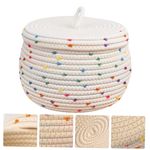Round Storage Basket with Lid Woven Decor Box Living Room Table Easter Basket 9"