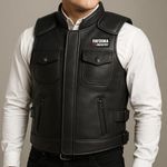 Bull Riding Leather Vest – Premium Black Cowhide, Rodeo Pro Fit,