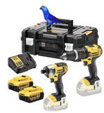 Dewalt 18V XR Combi Drill & Impact Driver Twin Kit, 2 x 4.0Ah Battery DCZ285M2T