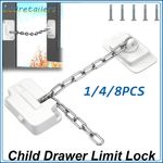 1-8pcs Refrigerator Lock with Key Childproof Safety for Kids Window Door Drawer